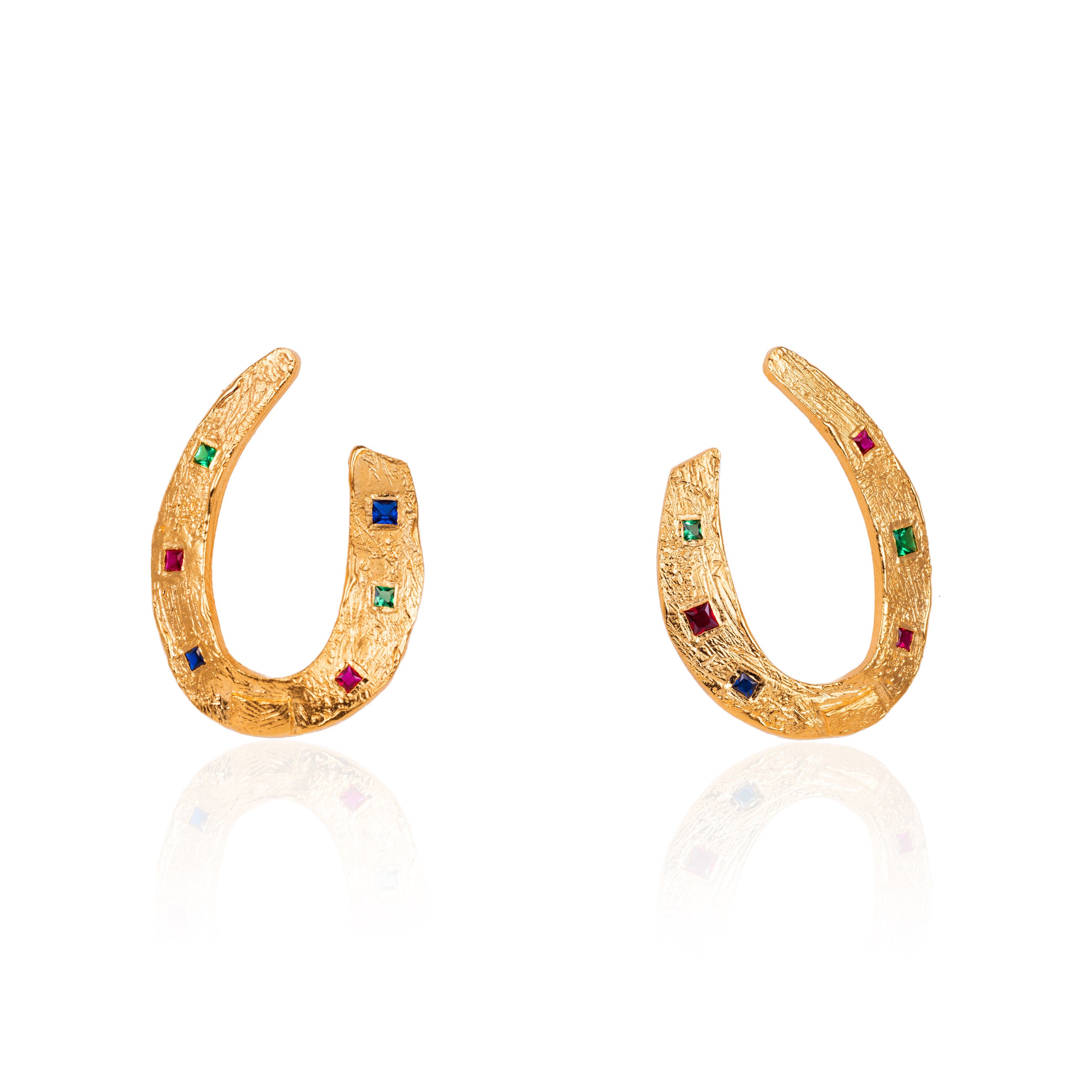 Large Golden Horseshoe Earrings