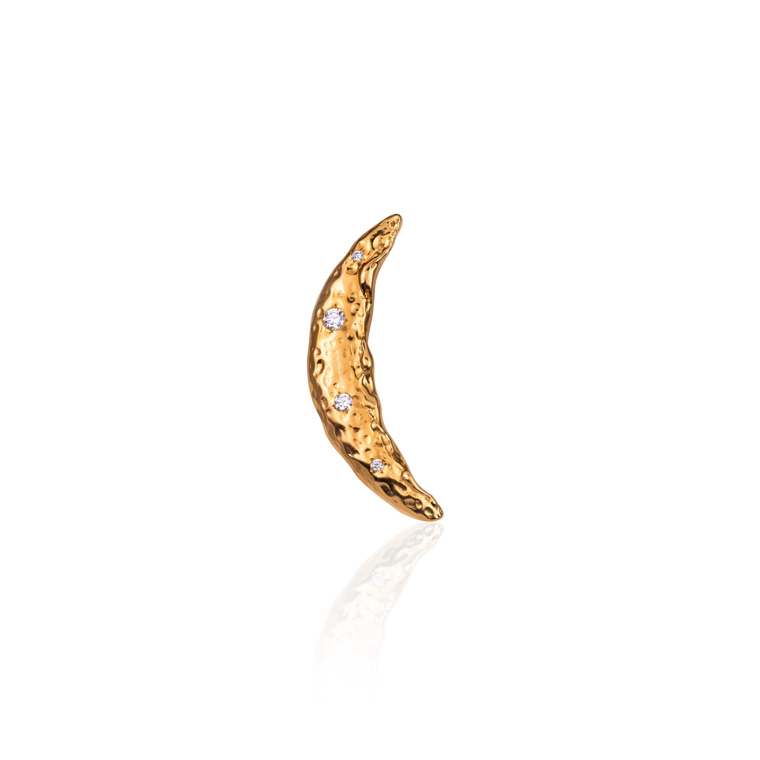 Golden Hammered Crescent Earring