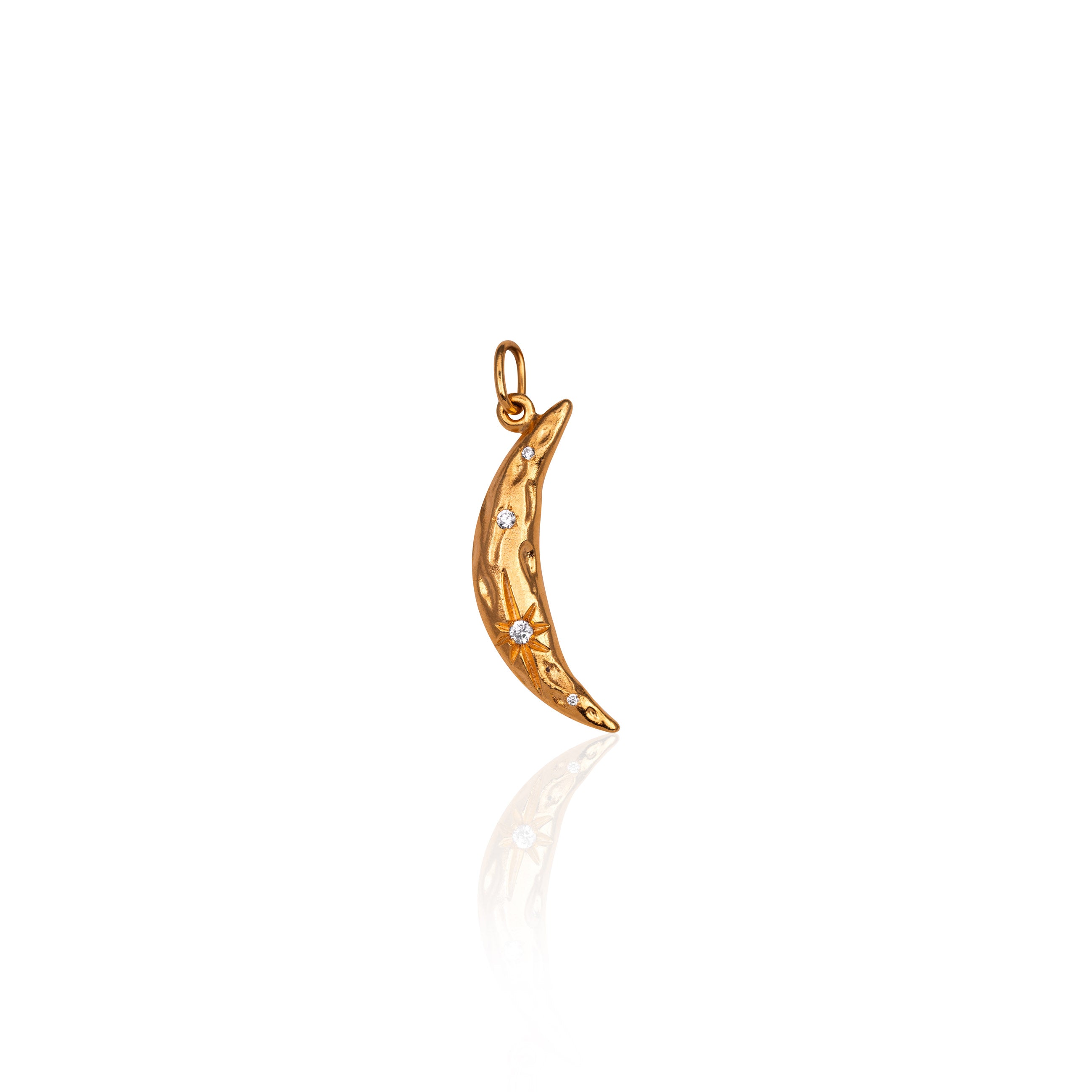 Golden Elongated Crescent Charm