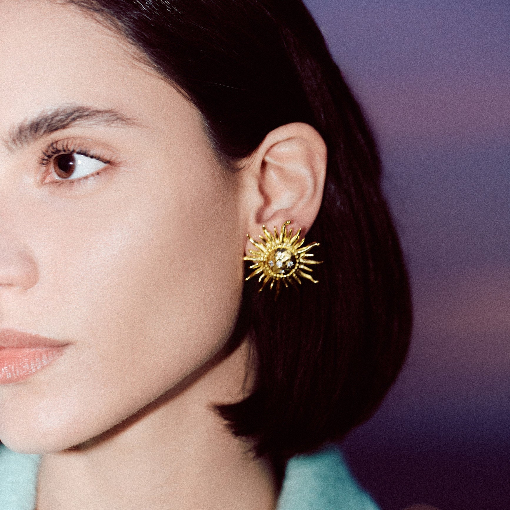 Golden Sparkle Sun Studs