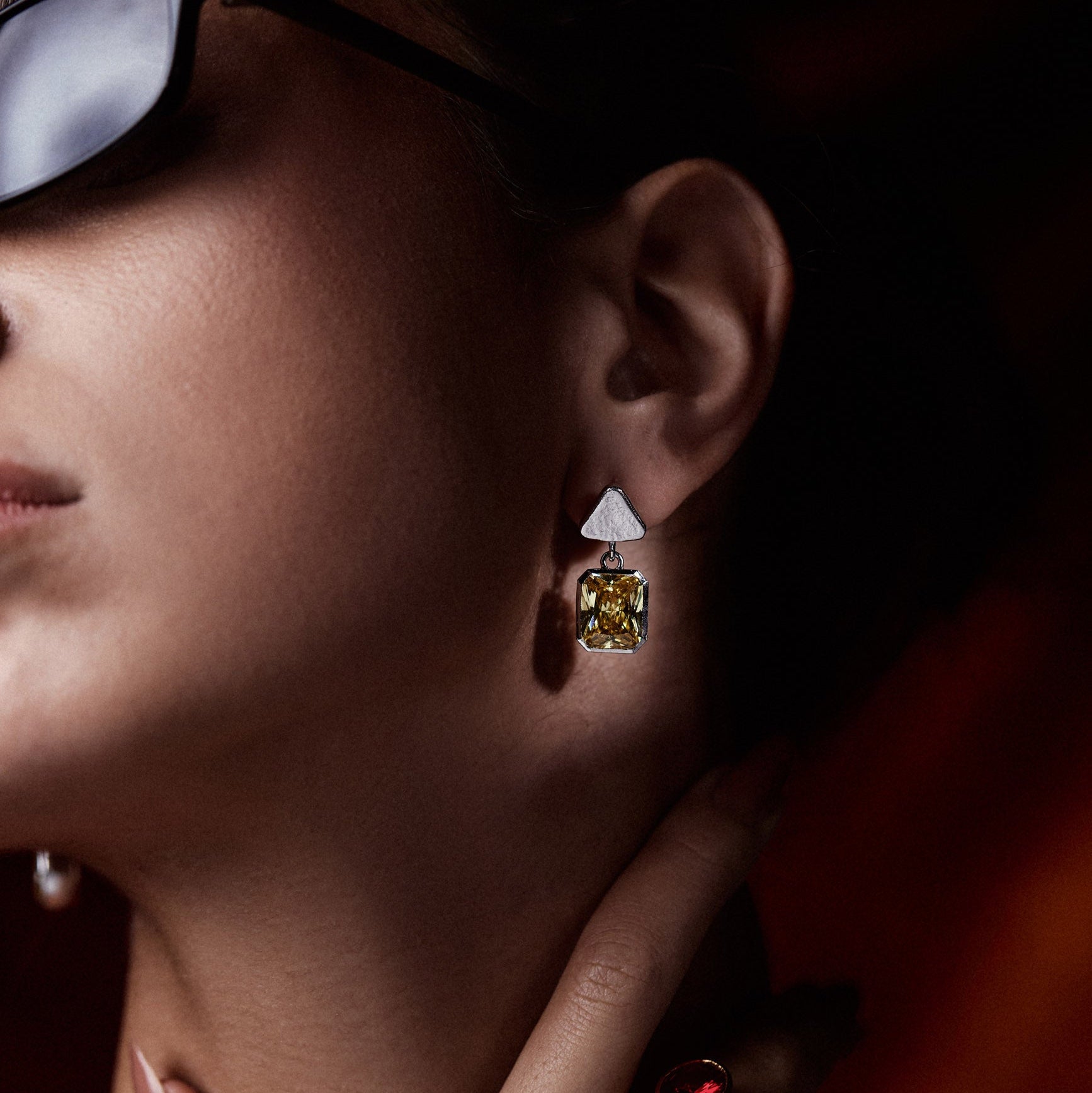 Silver Gem Arrow Earrings