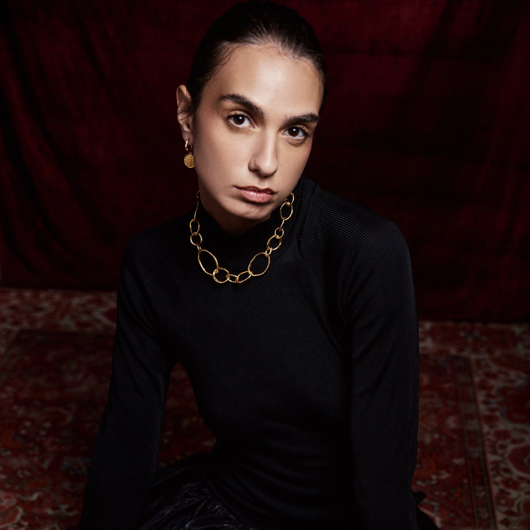 Golden Hammered Chain Necklace