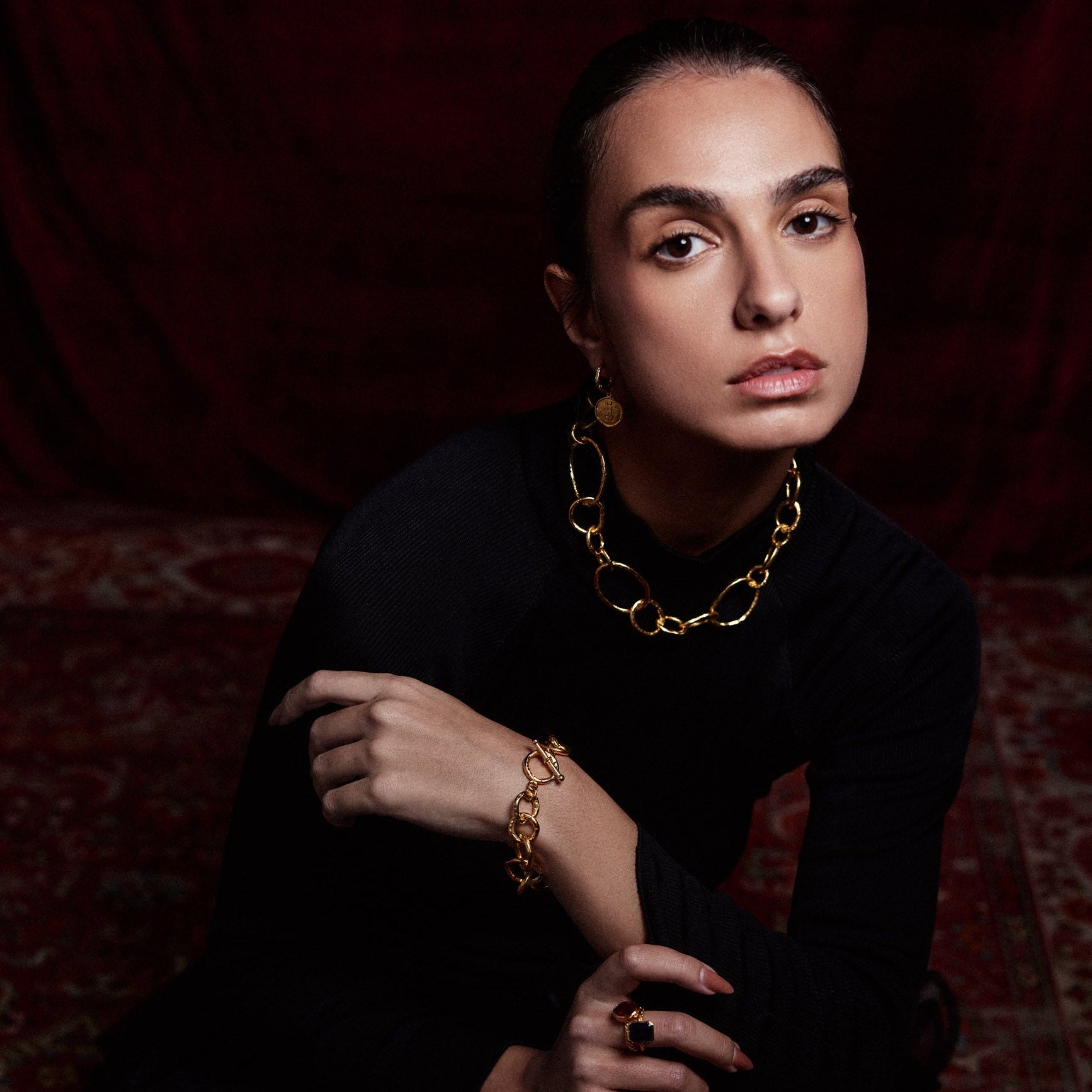 Golden Hammered Chain Bracelet