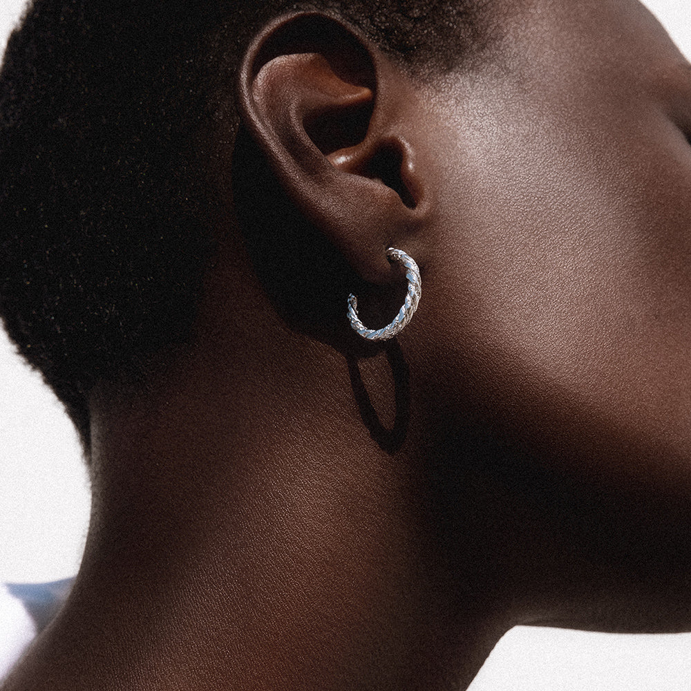 Silver Rope Small Hoops