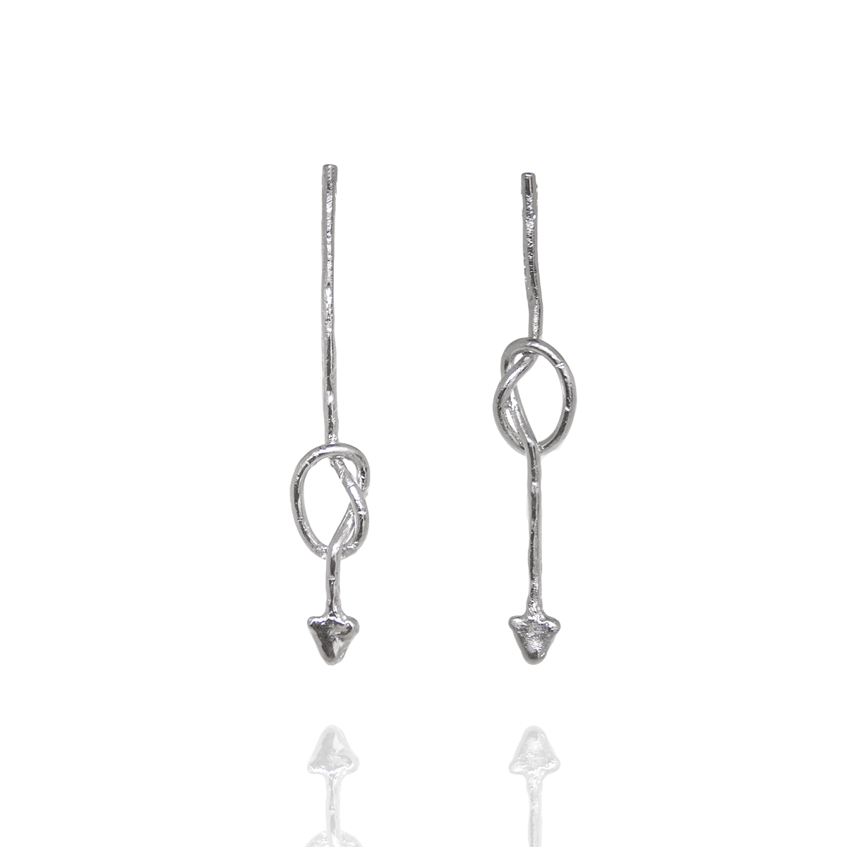 Silver Knotted Arrow Earrings