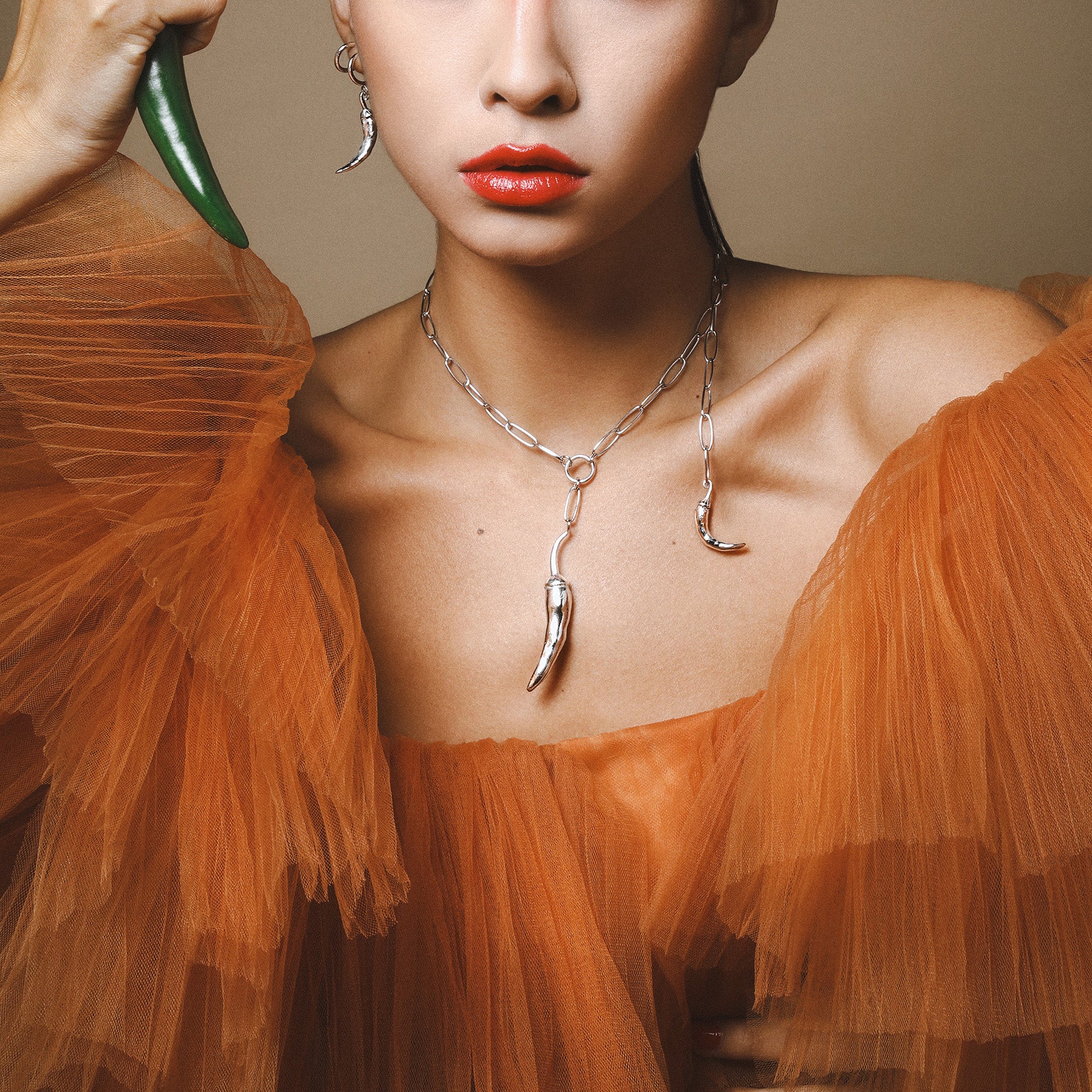 Silver Chili Necklace