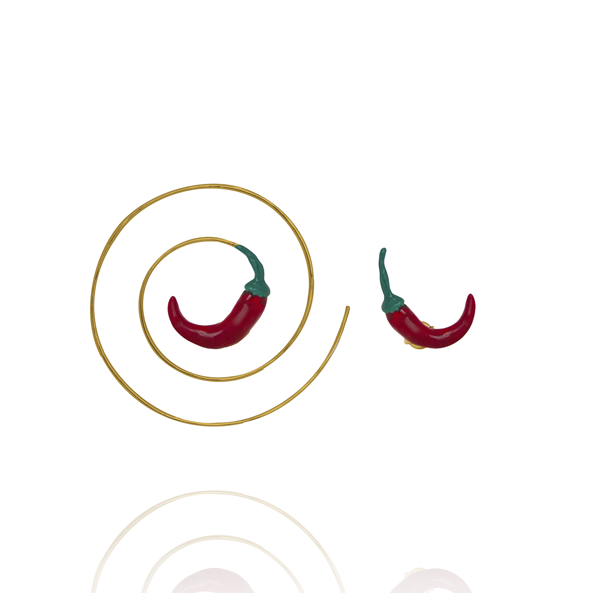 Golden Spiral Chili Earrings
