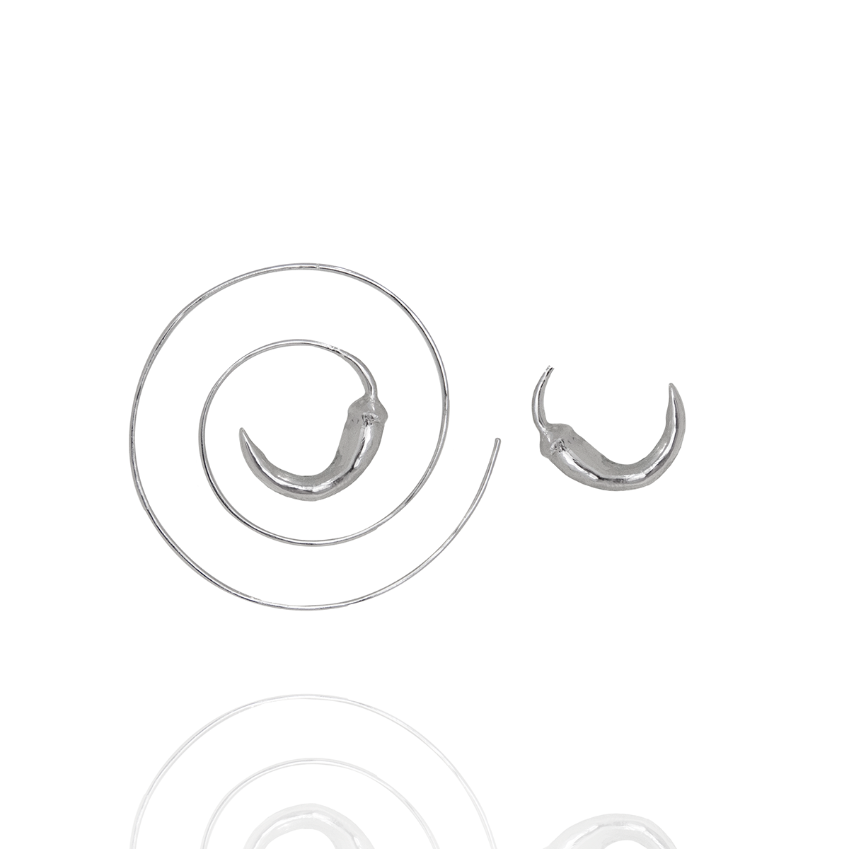 Silver Spiral Chili Earrings