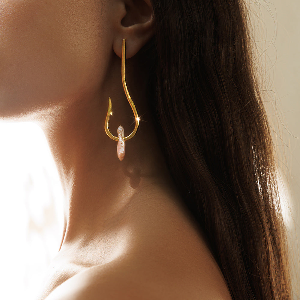 Gold Big Hook Earrings