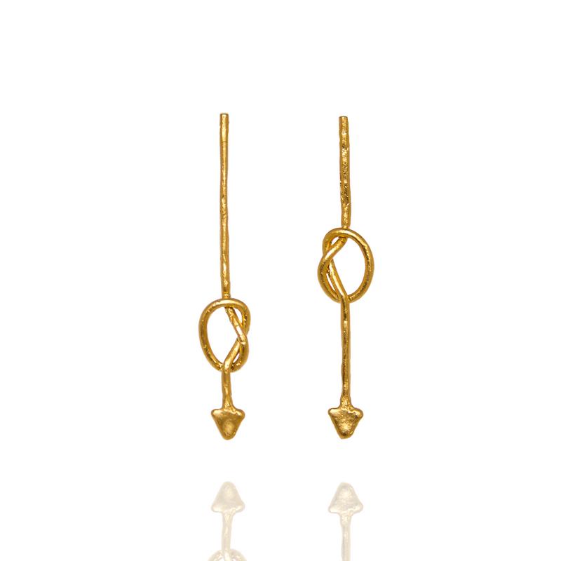 Gold Knotted Arrow Earrings